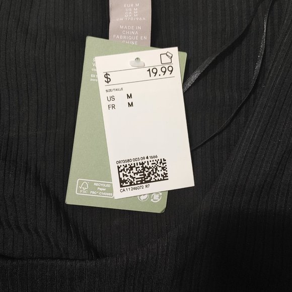 H&M ribbed top new with tags size medium - Picture 2 of 3